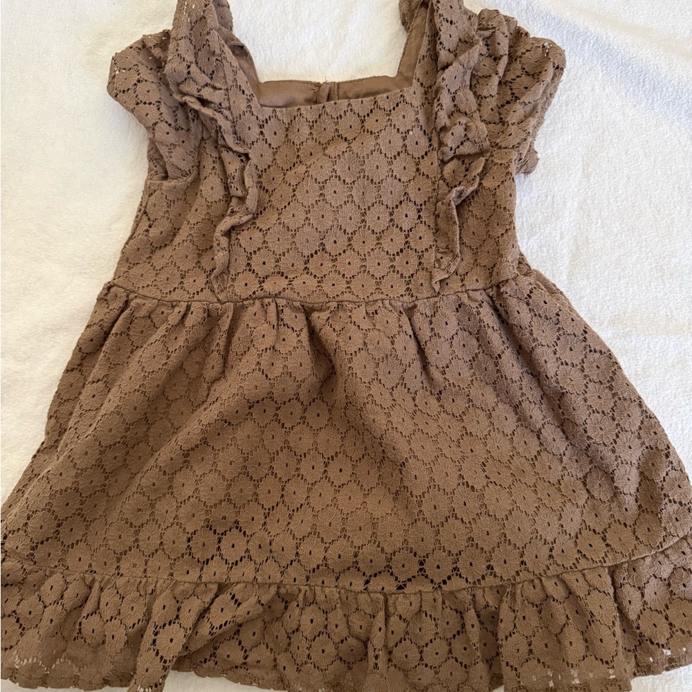 art class Brown Lace Ruffle Dress for Girls